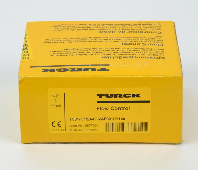 TURCK TC01-G1/2A4P-2AP8X-H1140 FLOW CONTROL SENSOR, NEW!