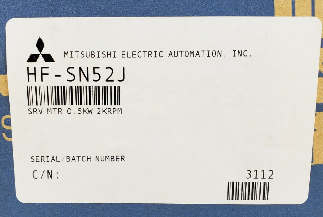 MITSUBISHI HF-SN52J Servo Motor 0.5KW 2KRPM, New Factory Sealed!