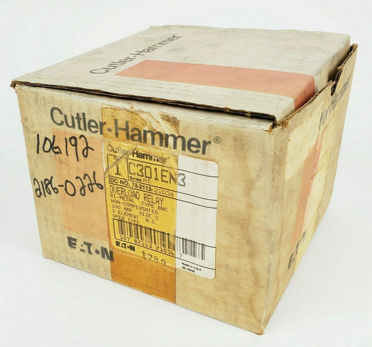 Cutler Hammer C301EN3 Overload Relay Ser A 600V 100A