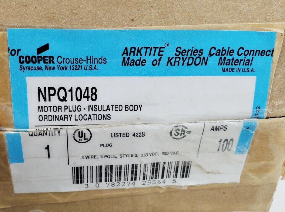 Crouse-Hinds NPQ1048 Arktite NPQ Motor Plug Krydon Insulated Body 100A