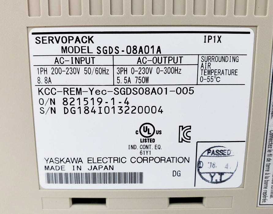 YASKAWA SGDS-08A01A Servo Drive SERVOPACK