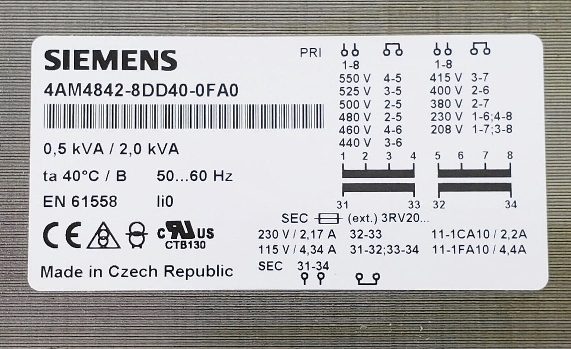 SIEMENS 4AM4842-8DD40-0FA0 Transformer