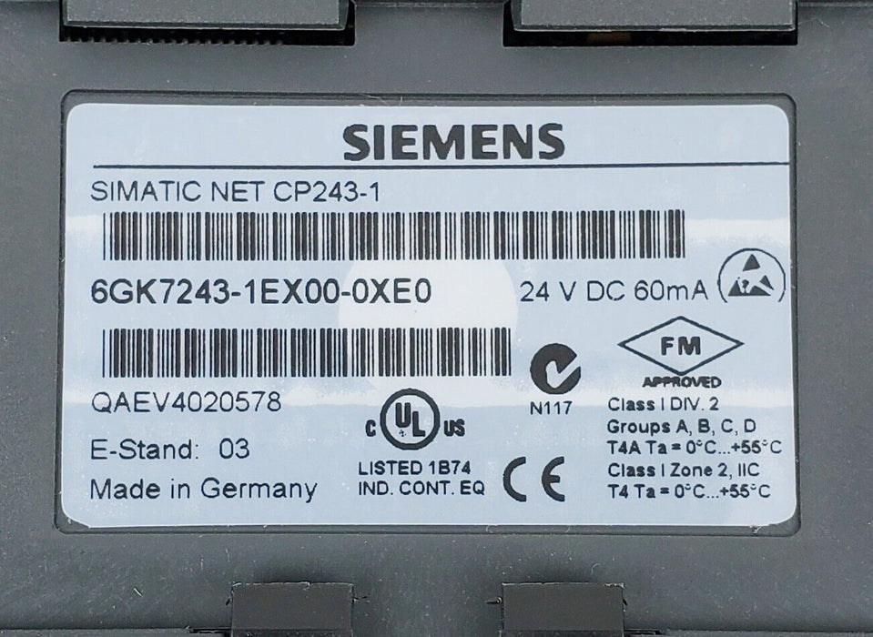 SIEMENS 6GK7243-1EX00-0XE0 Communications Processor Module CP 243-1