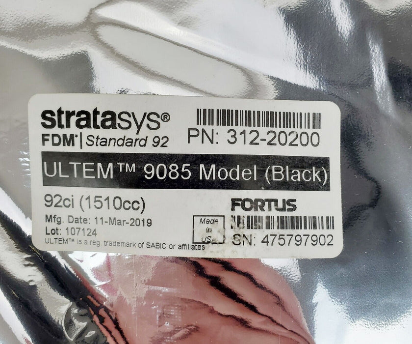 Stratasys 312-20200 Filament Canister ULTEM 9085 Resin Black 92ci Classic