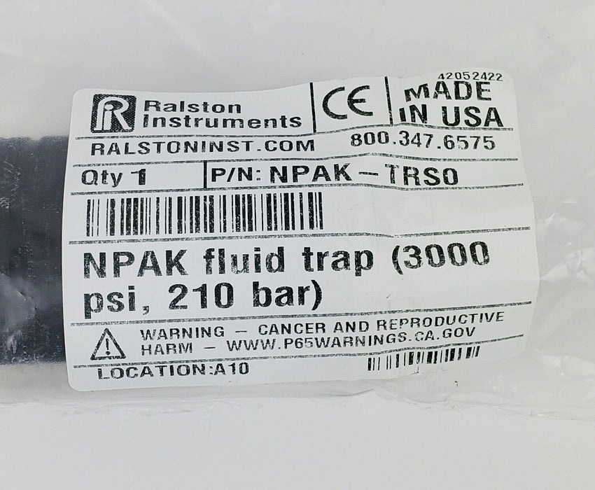 Ralston Instruments NPAK-TRS0 Fluid Trap w/ Quick-Test Ports