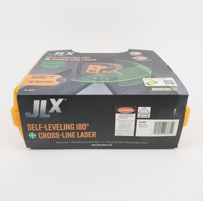 Johnson Level & Tool 40-6681 JLX Self-Leveling 180° Cross-Line Laser Green