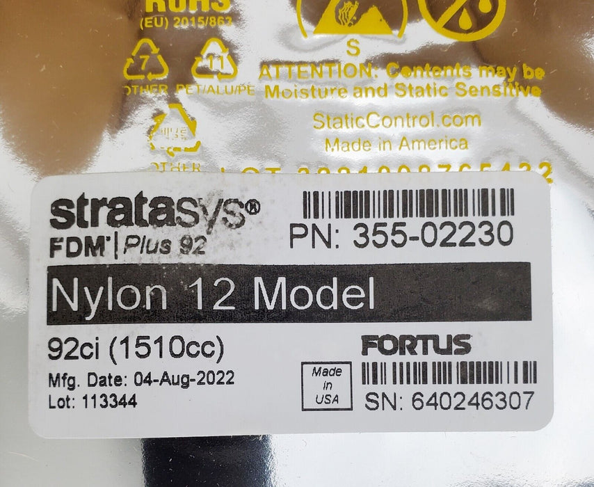 Stratasys 355-02230 Nylon 12 Filament Canister Fortus Plus 92ci