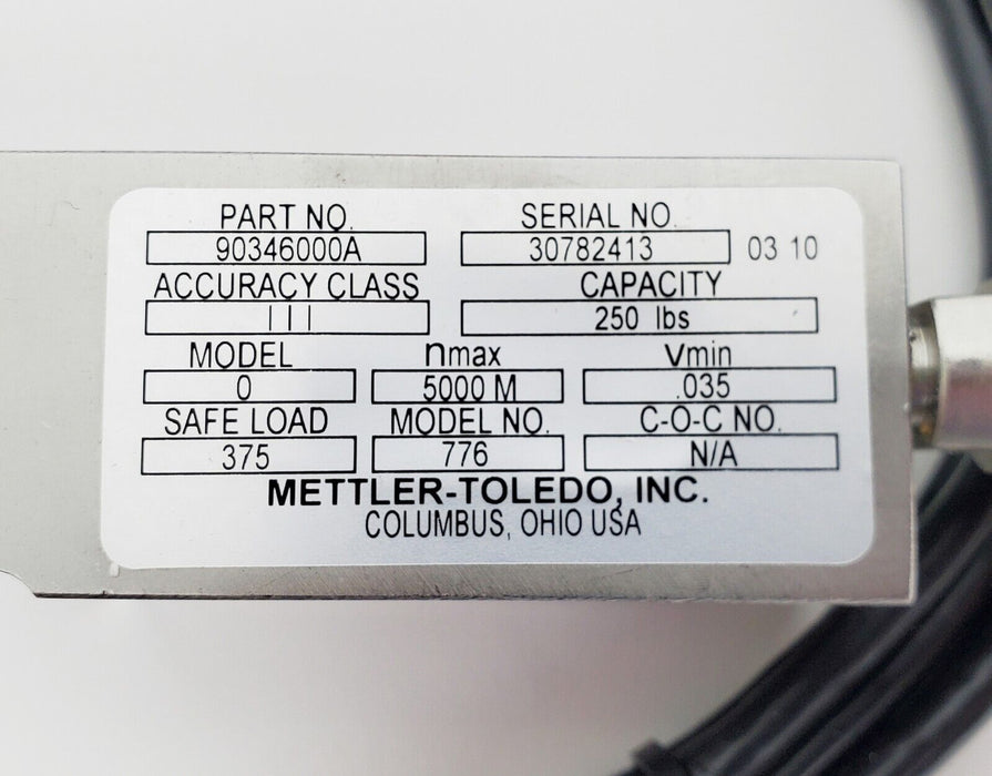 METTLER TOLEDO 90346000A Load Cell 250lbs Model 776