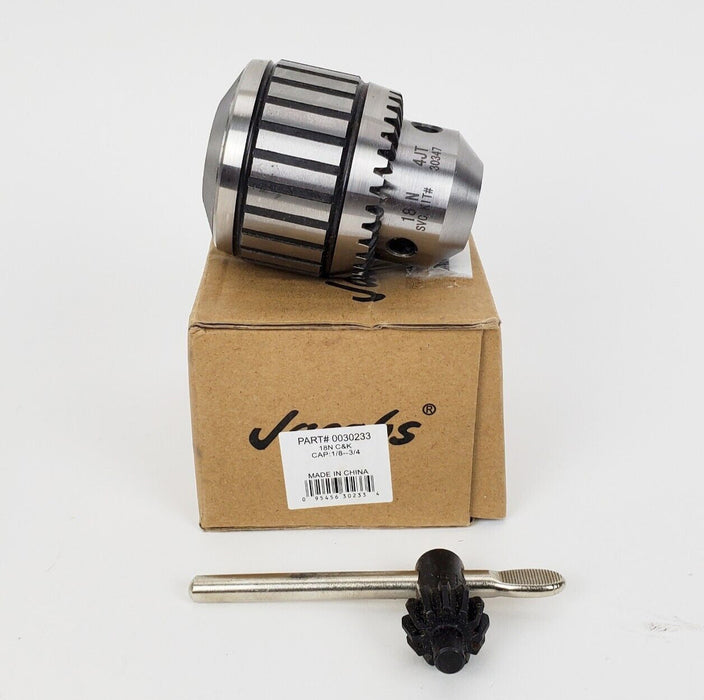 Jacobs 30233 Ball Bearing Chuck 18N 4JT 1/8-3/4